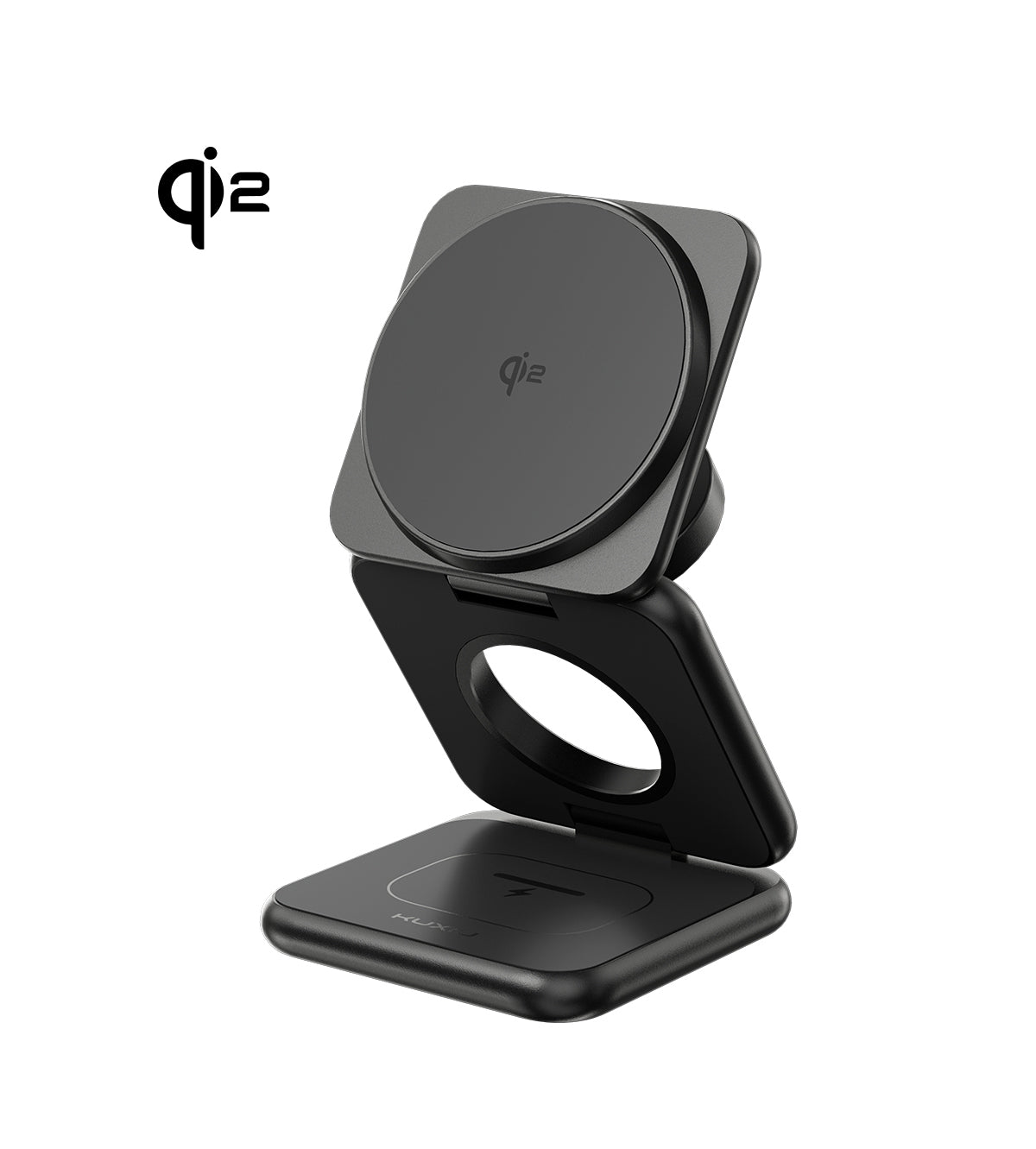 KUXIU X40Q Qi2 Certified 3-in-1 MagSafe Foldable Charging Stand - Black