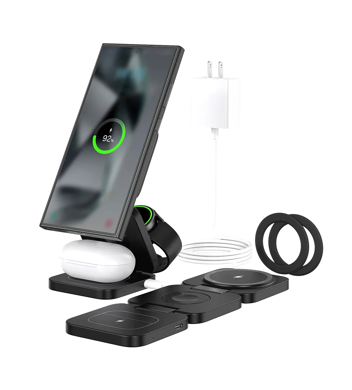 KUXIU X55 Ultra 3-w-1 Składana Magnetyczna Stacja Ładowania Bezprzewodowego dla Samsunga