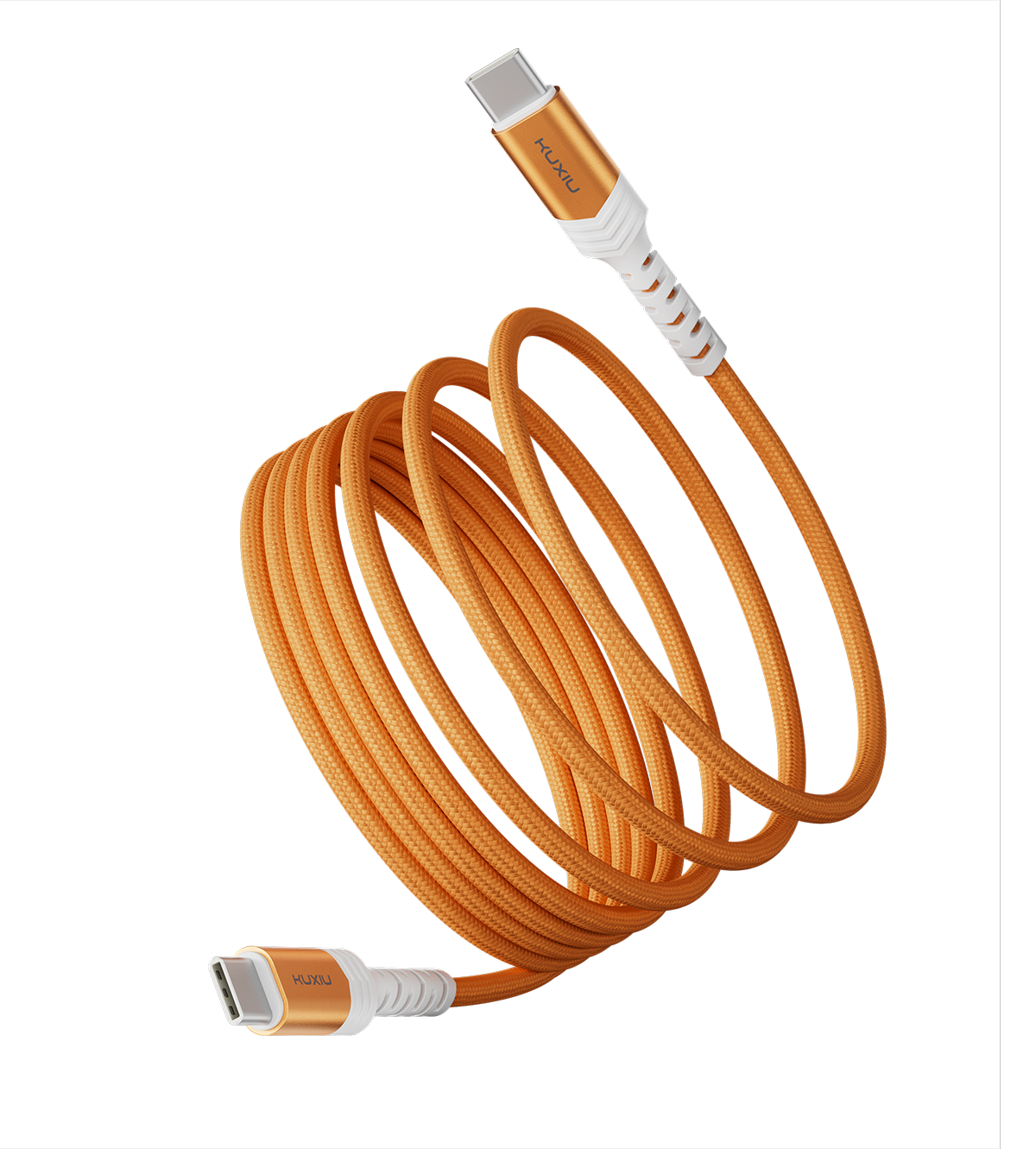 KUXIU 240W マグネット式自動巻きケーブル(USB-C to USB-C)- コズミックオレンジ