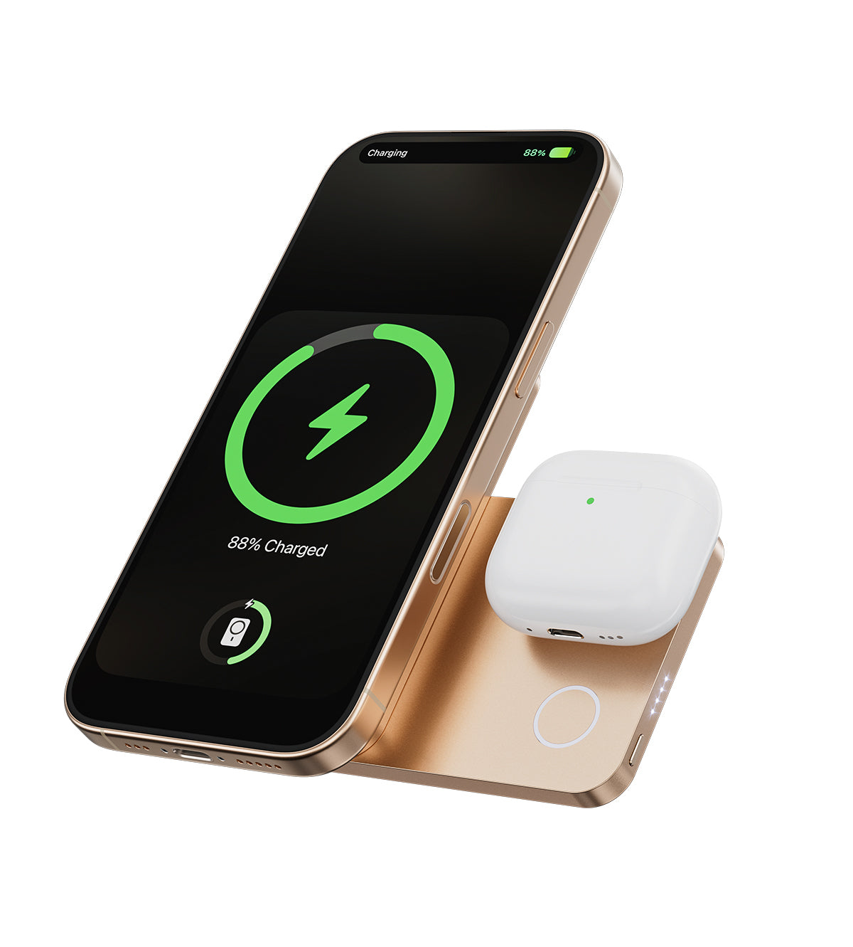 KUXIU K1 15W Fast Charging 3-in-1 MagSafe Wireless Power Bank - 5000mAh - Desert Titanium