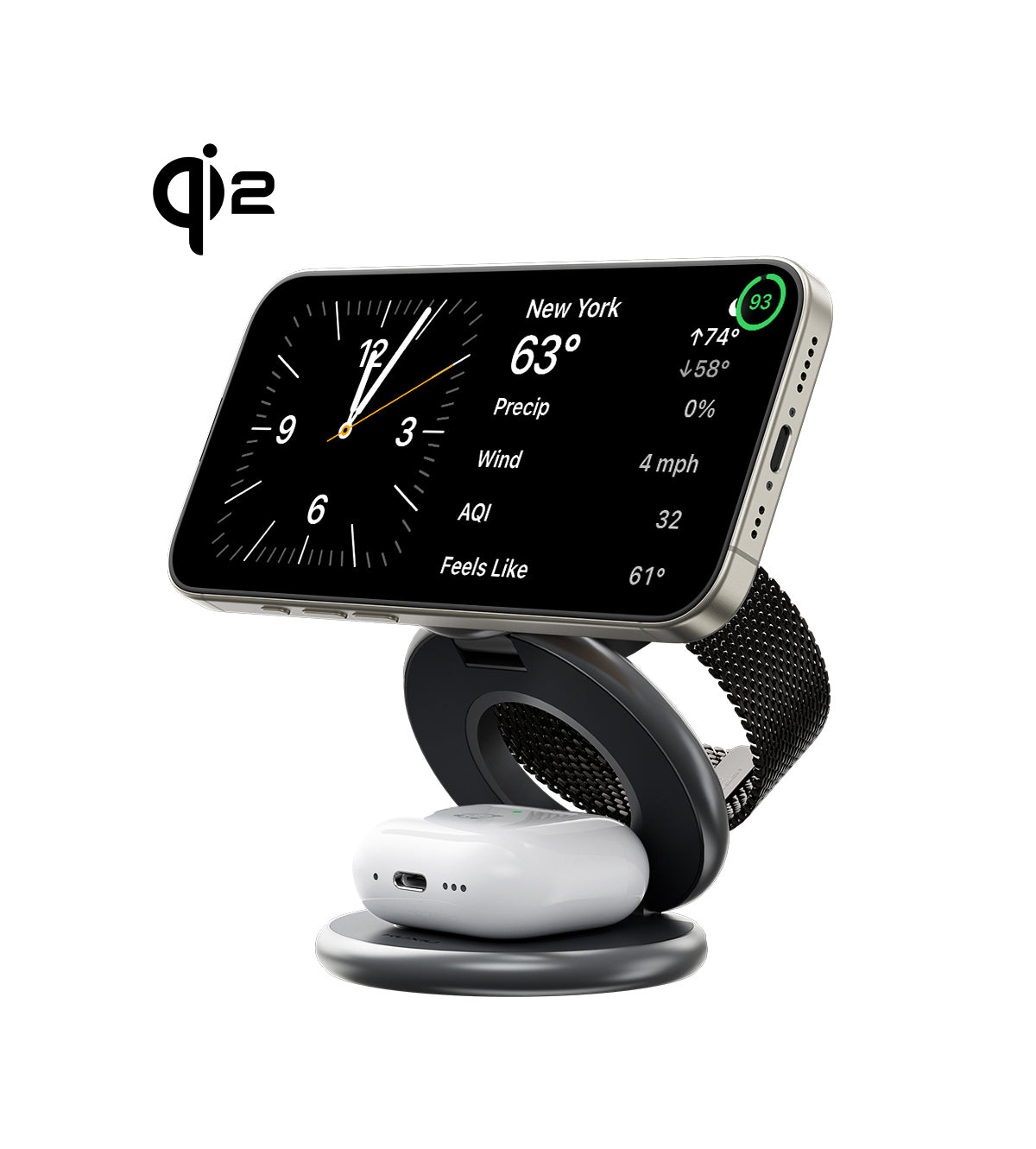 Station de charge magnétique sans fil pliable 3 en 1 KUXIU X63Q Qi2