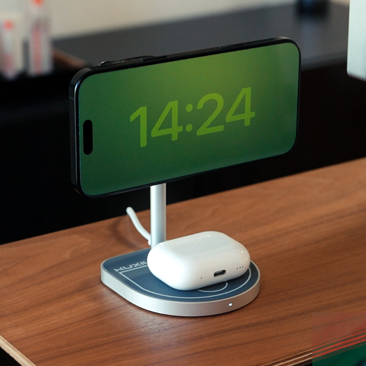 KUXIU 3-Point Power Kreativer 3-in-1 MagSafe-Ladeständer - Grau