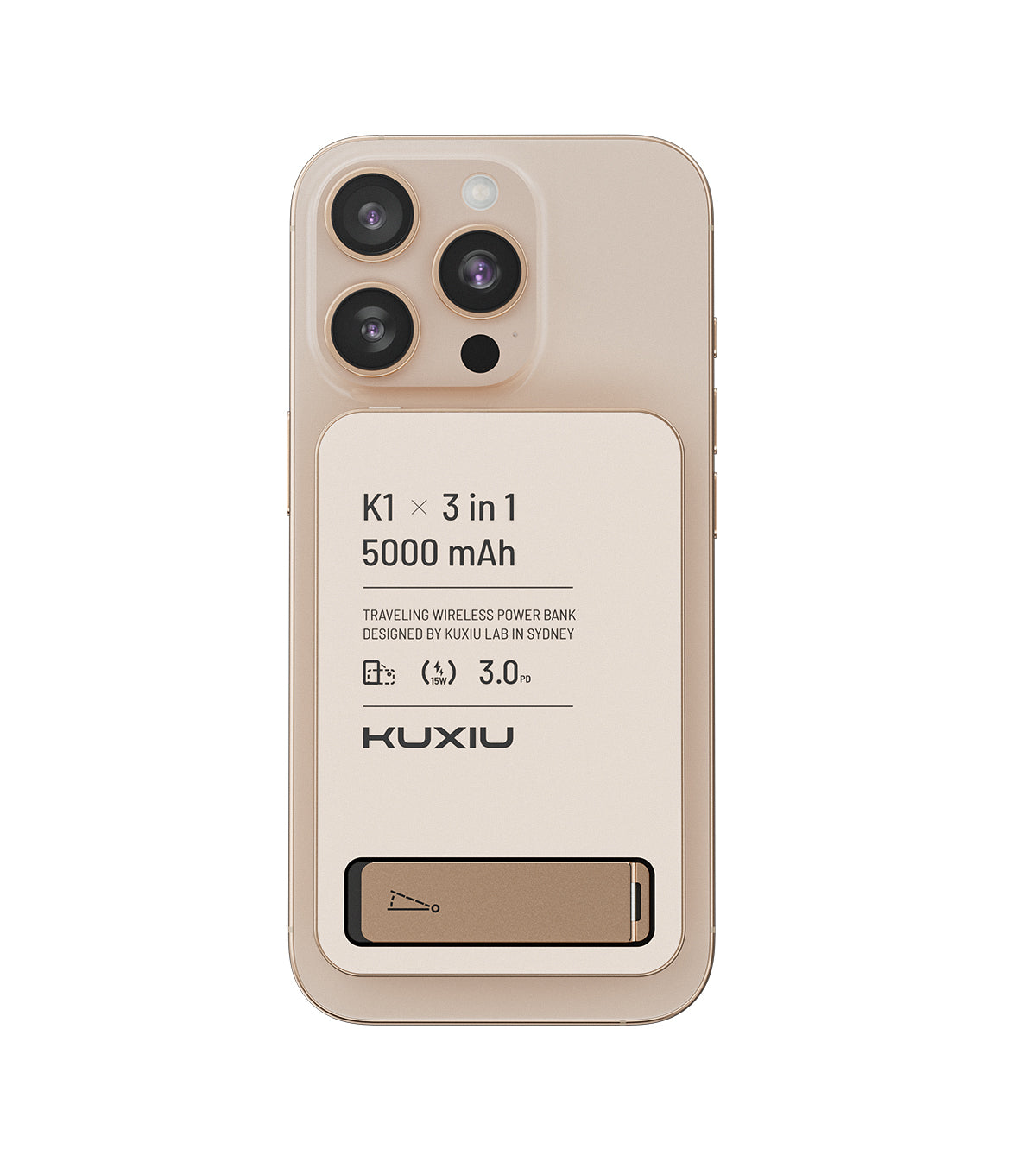 KUXIU K1 15W 고속 충전 3-in-1 MagSafe 보조배터리 - 5000mAh - 사막 티타늄