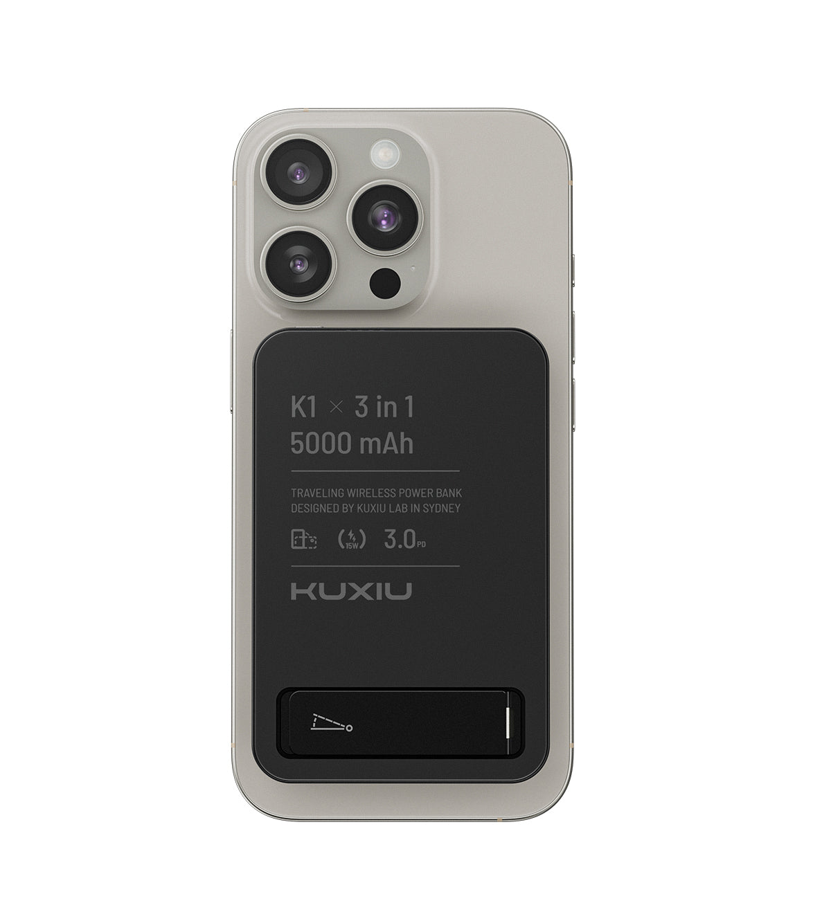 KUXIU K1 15W 快速充電 3合1 MagSafe 行動電源 - 黑色