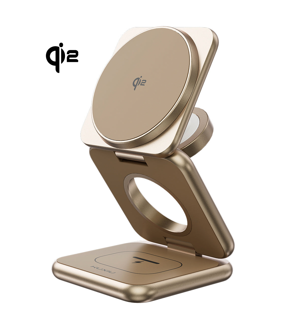 KUXIU X40Q Supporto di Ricarica Pieghevole MagSafe 3 in 1 Certificato Qi2 - Titanio Deserto