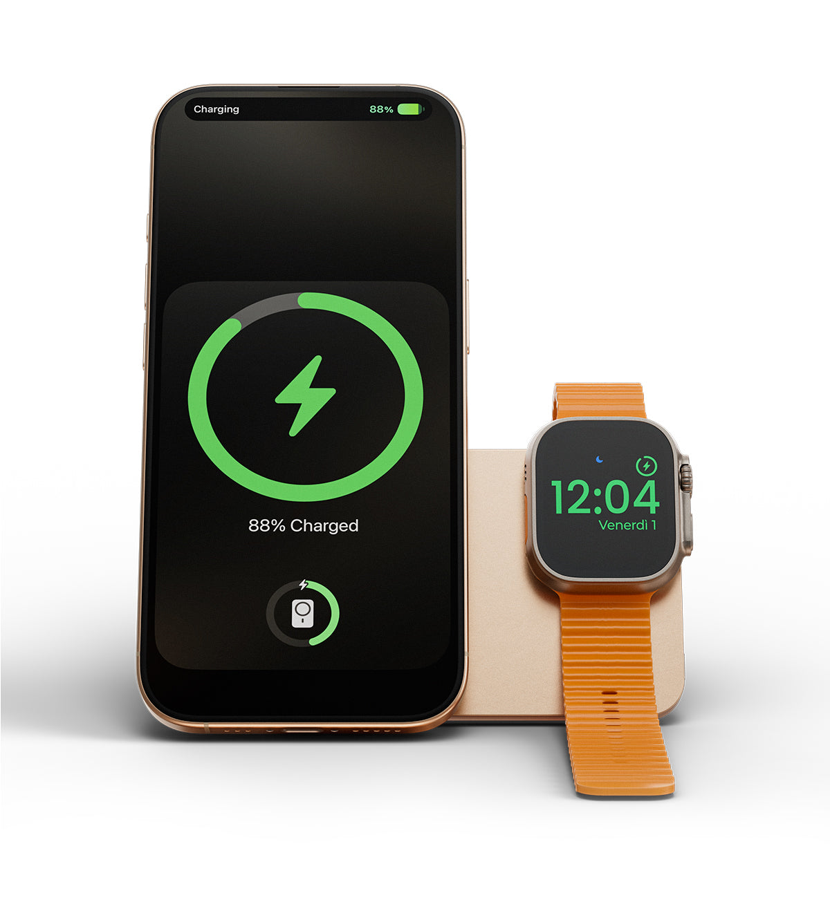 KUXIU K1 15W Fast Charging 3-in-1 MagSafe Wireless Power Bank - 5000mAh - Desert Titanium