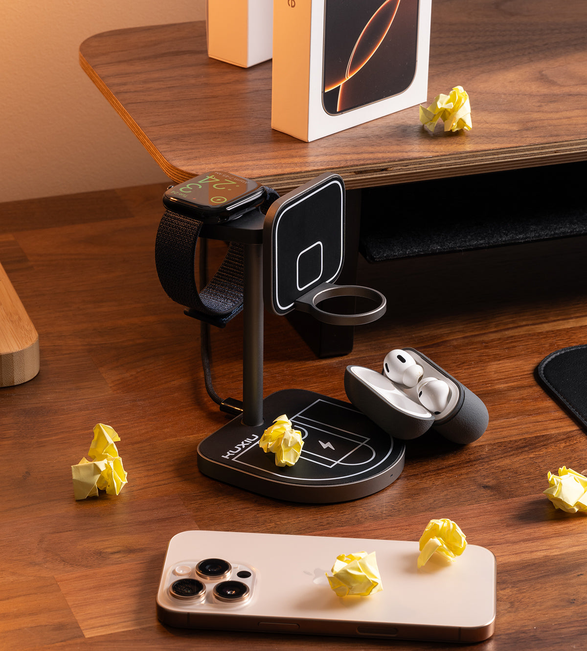 KUXIU 3-Point Power Creative 3-in-1 MagSafe Charging Stand - Black