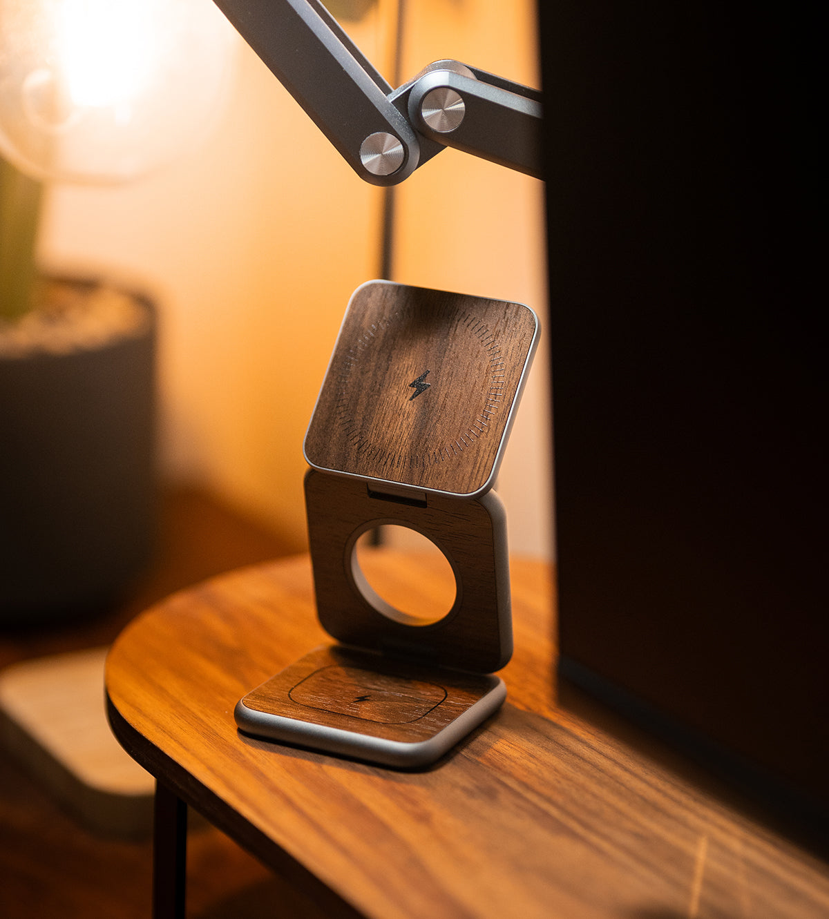 KUXIU X40 Pro 3合1 MagSafe 可折疊充電支架 - 木紋版
