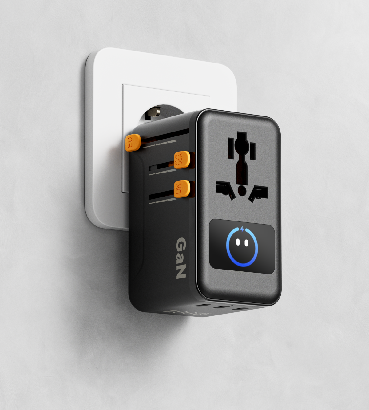 KUXIU 200W Universal Travel Adapter with Smart Display