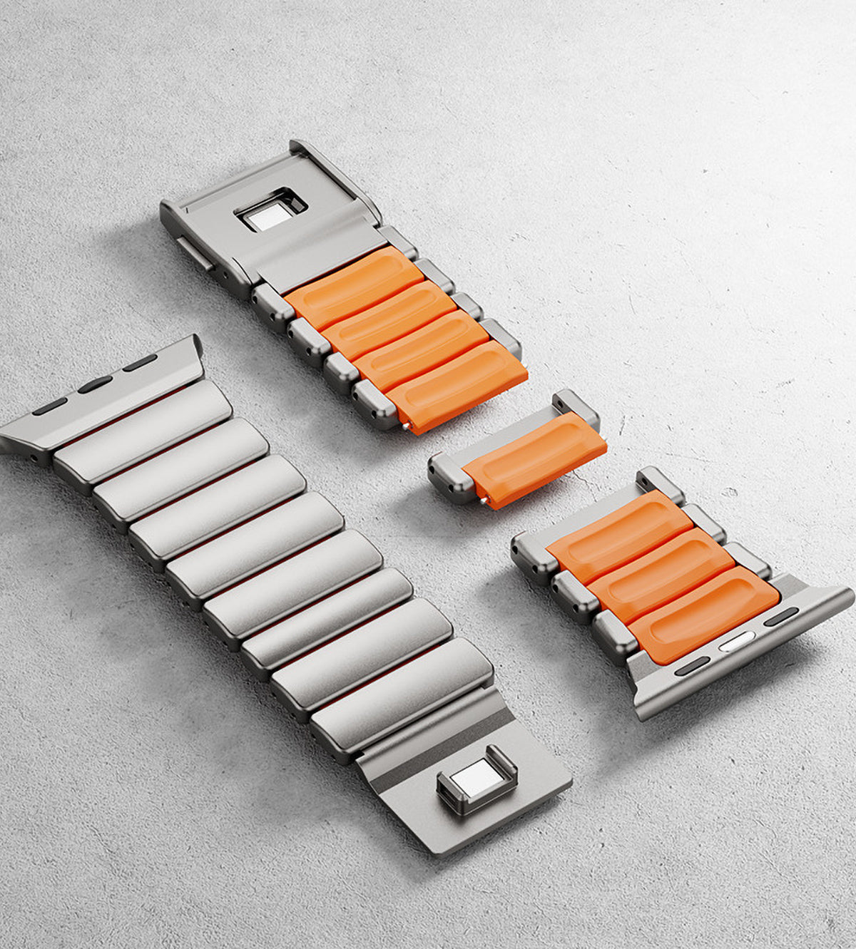 KUXIU Pure Titanium Watch Band with Magnetic Clasp – Titanium & Orange