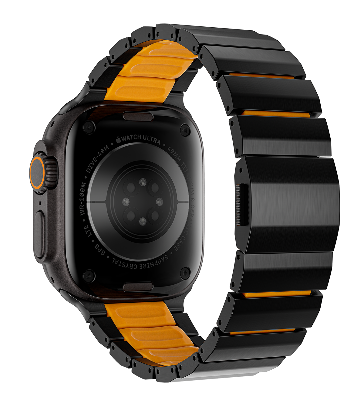 KUXIU Pure Titanium Watch Band with Magnetic Clasp – Black & Orange