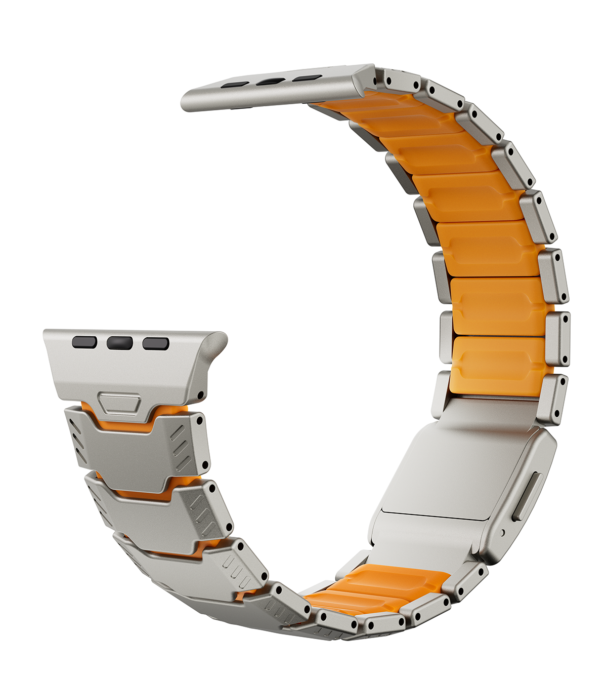 KUXIU Titanium Alloy Watch Band with Magnetic Clasp – Titanium & Orange