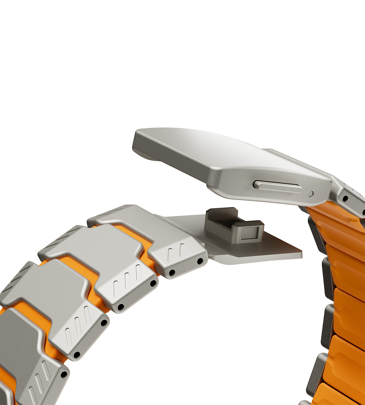 KUXIU Titanium Alloy Watch Band with Magnetic Clasp – Titanium & Orange