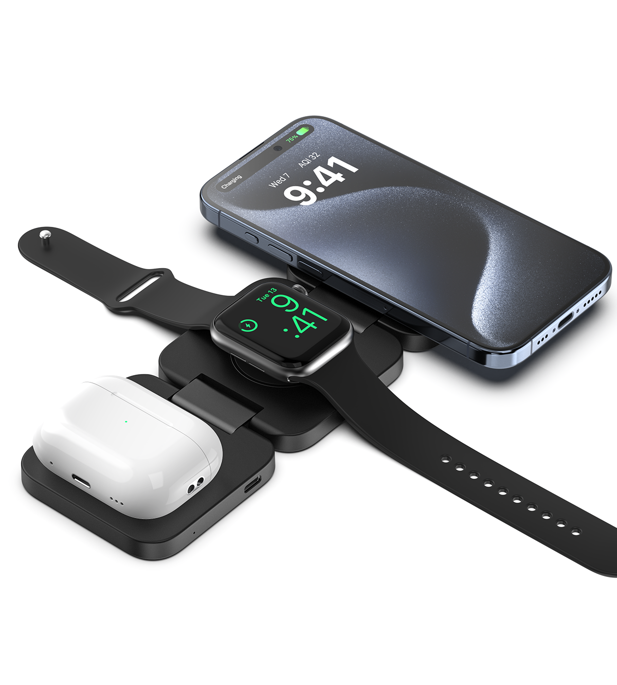 KUXIU X55 三合一可折疊磁性無線充電器和支架