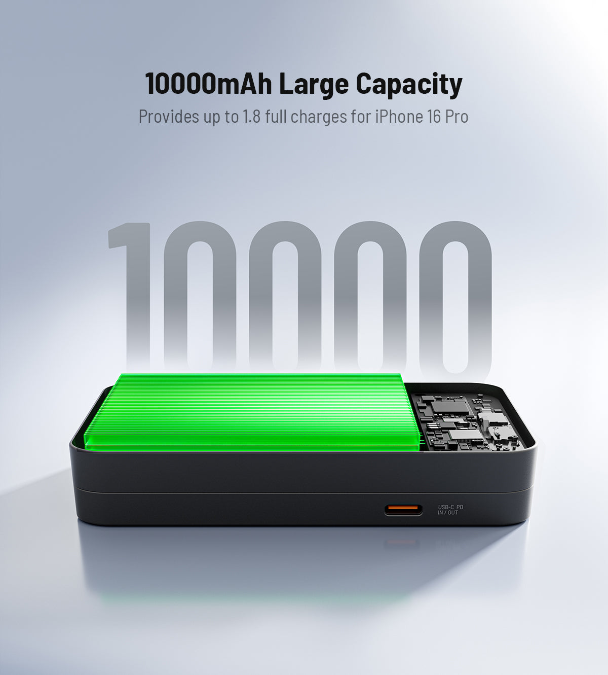 KUXIU K1 Ultra 10000mAh 25W急速充電対応 3-in-1 MagSafeワイヤレスモバイルバッテリー - ブラック