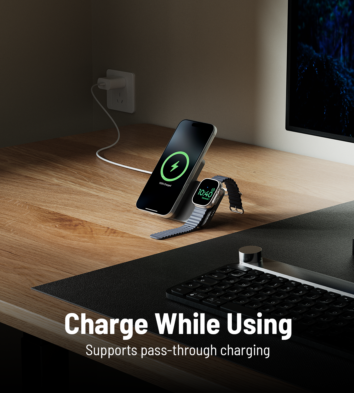 KUXIU K1 Ultra 10000mAh 25W急速充電対応 3-in-1 MagSafeワイヤレスモバイルバッテリー - ブラック