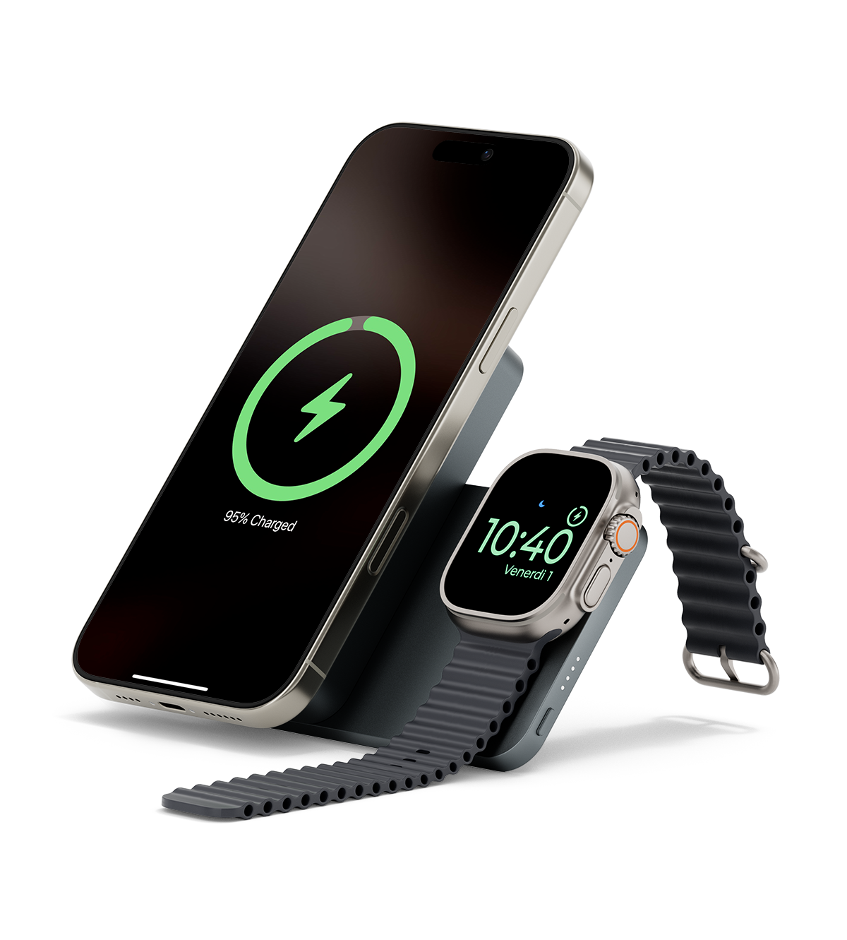 KUXIU K1 15W Fast Charging 3-in-1 MagSafe Wireless Power Bank - 10000mAh · Gray