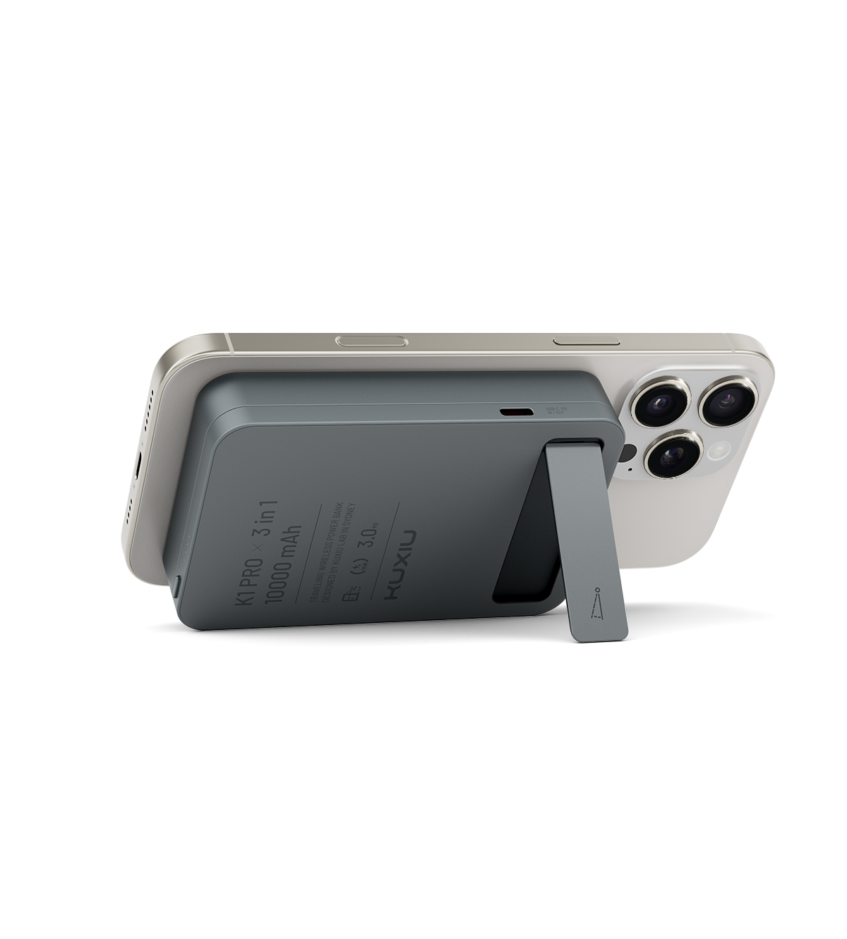 KUXIU K1 15W Fast Charging 3-in-1 MagSafe Wireless Power Bank - 10000mAh · Gray