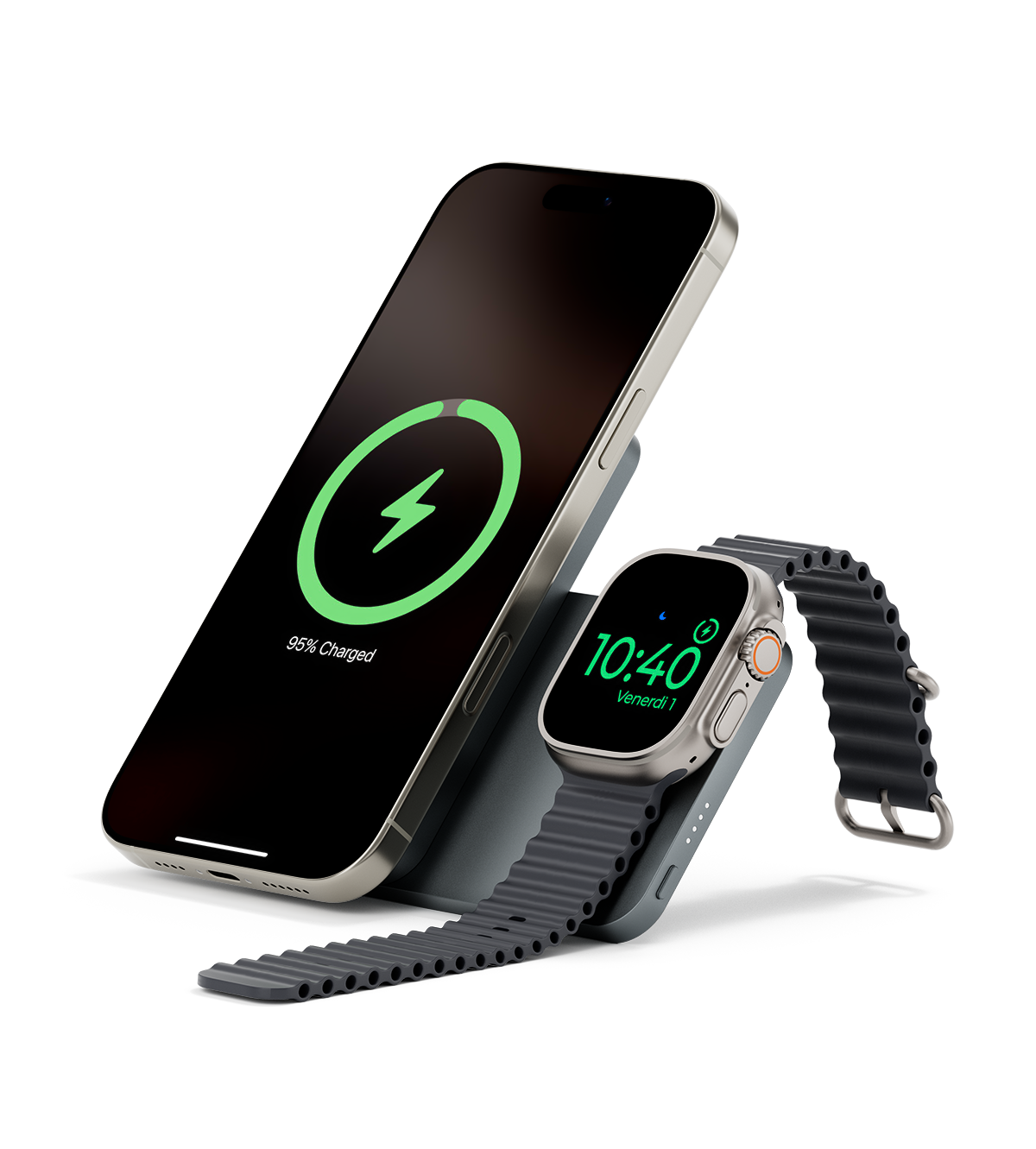 KUXIU K2 Power Bank 3-en-1 MagSafe con carga rápida Qi2 de 15W - Gris