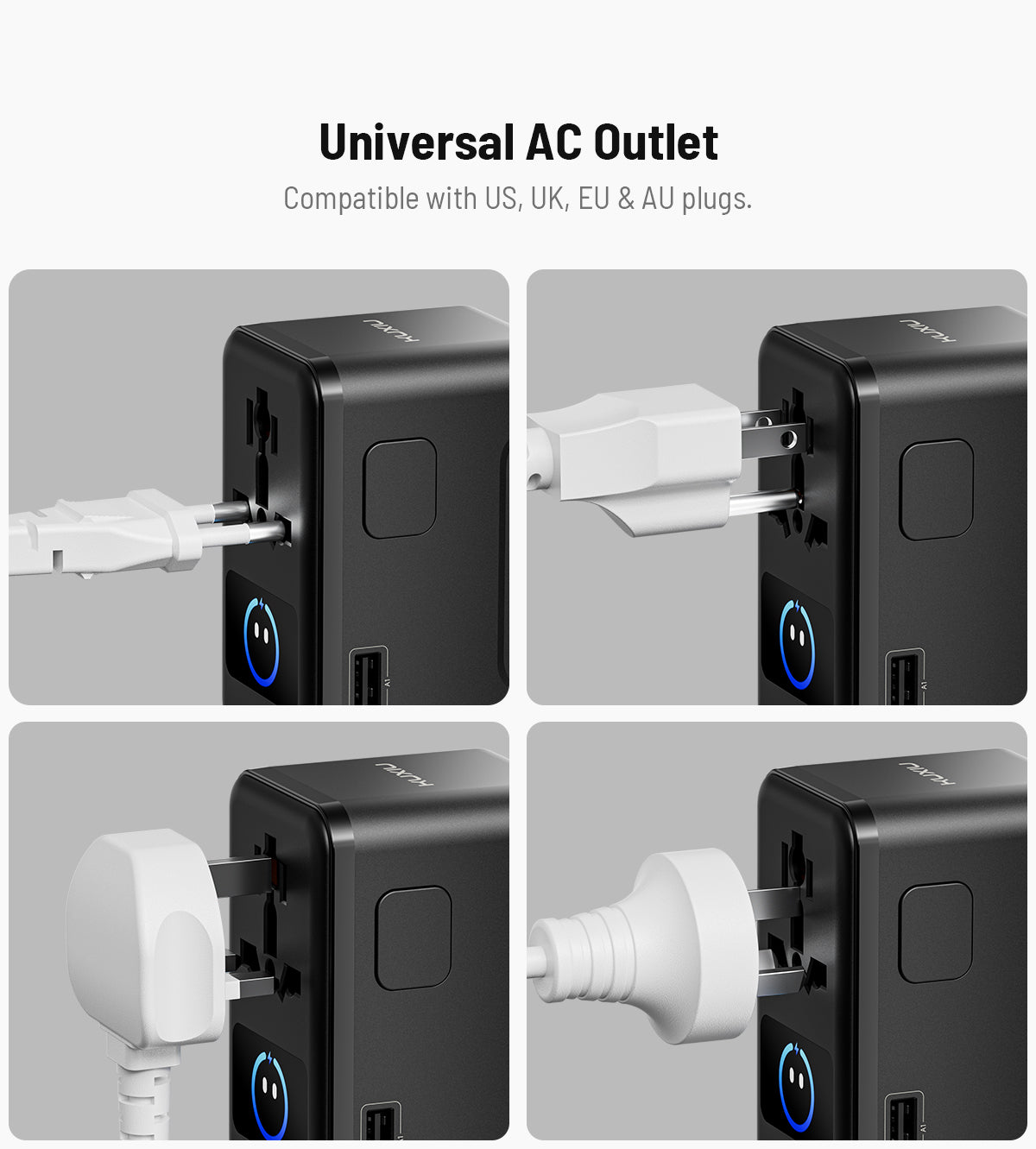 KUXIU 100W Universal Travel Adapter with Smart Display