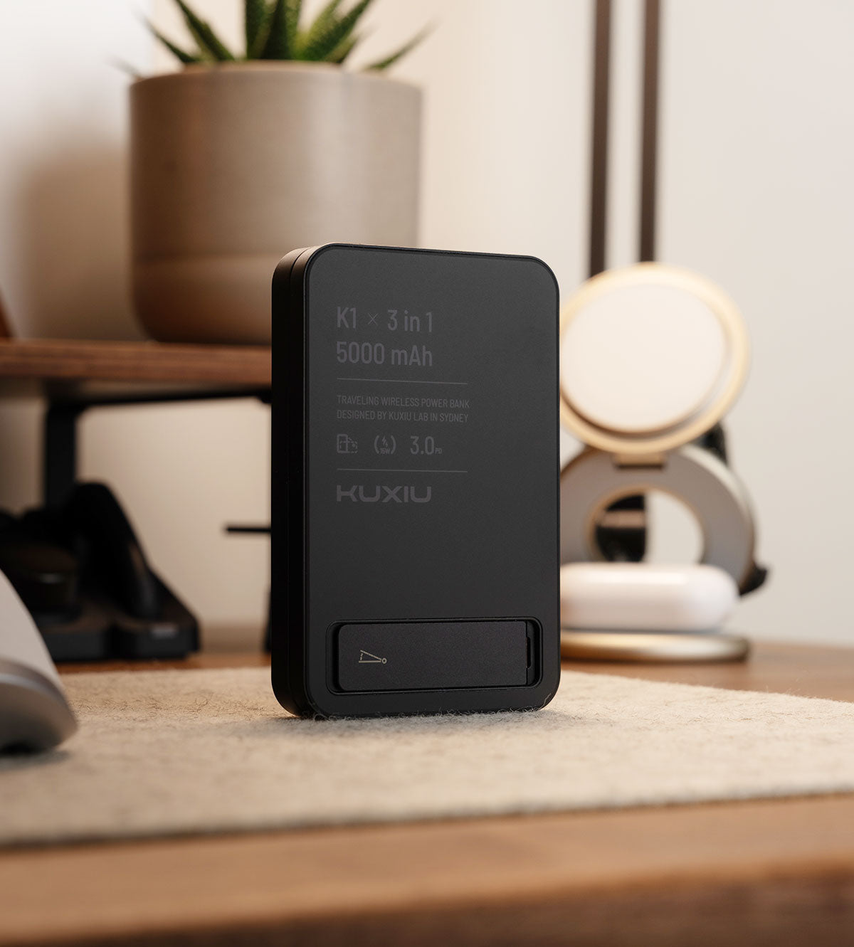 KUXIU K1 15W Fast Charging 3-in-1 MagSafe Wireless Power Bank - Black