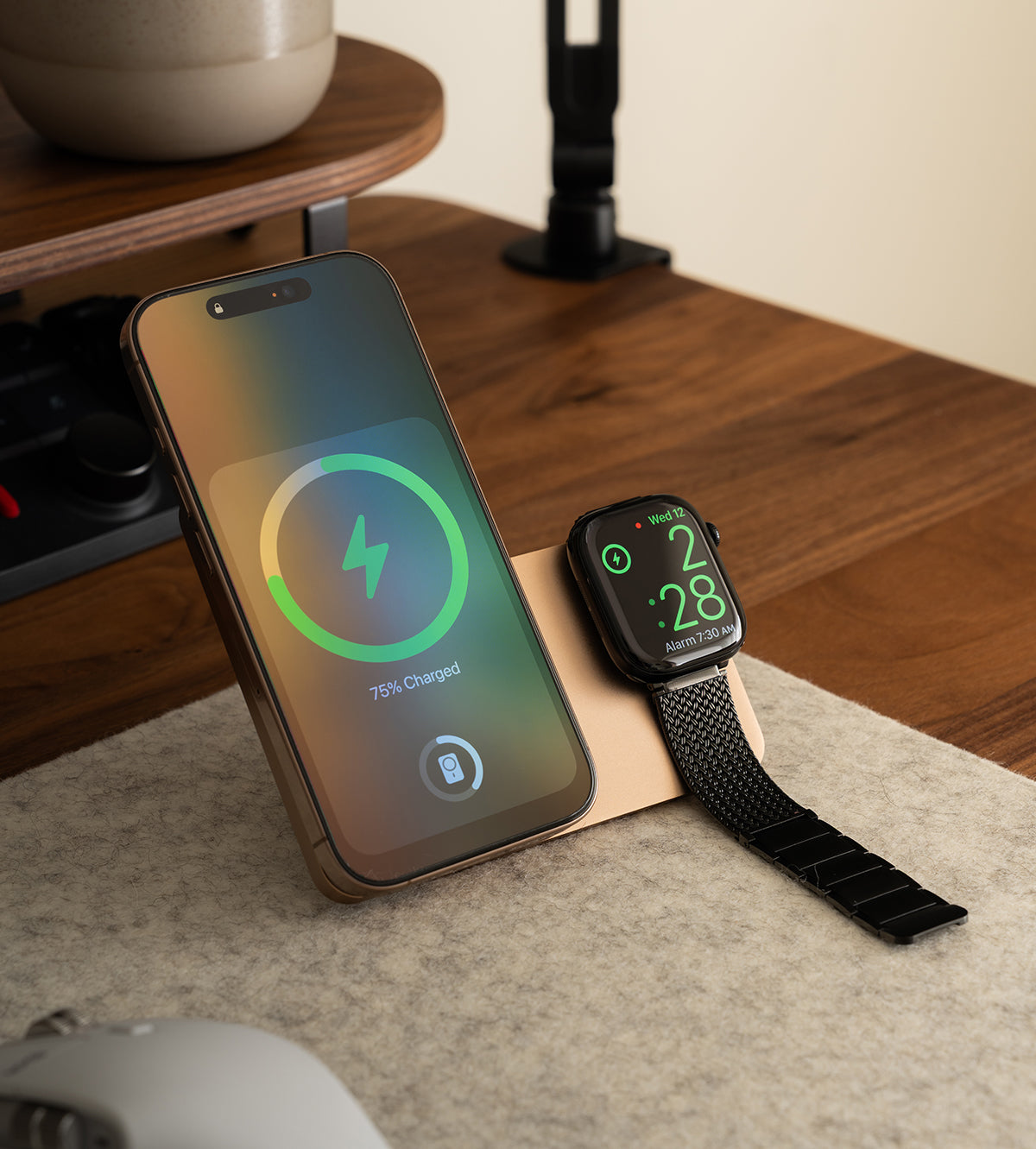 KUXIU K1 15W Fast Charging 3-in-1 MagSafe Wireless Power Bank - 5000mAh - Desert Titanium