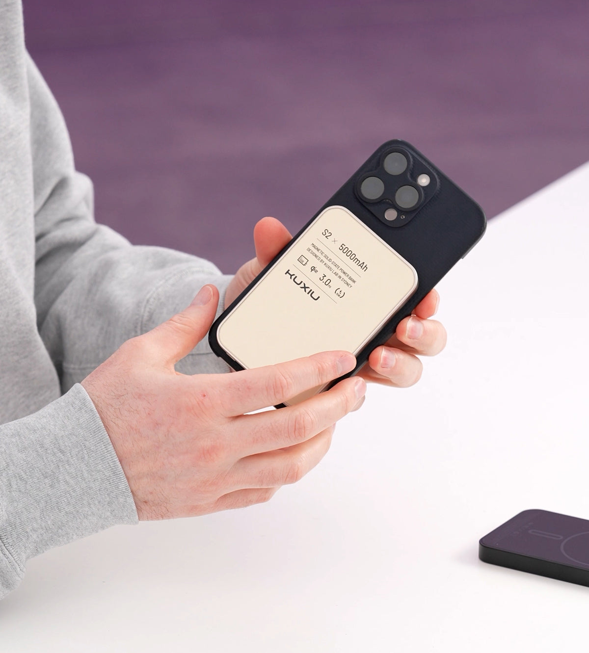 KUXIU S2 Qi2 5000mAh MagSafe Solid-State Power Bank - Titanium