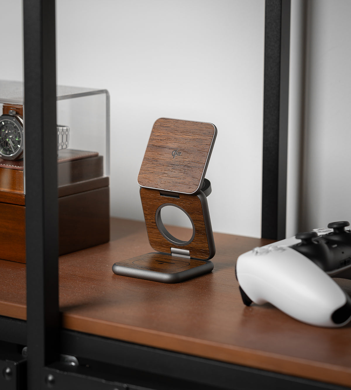 KUXIU X40Q Qi2 Certified 3-in-1 MagSafe Foldable Charging Stand - Wood Grain