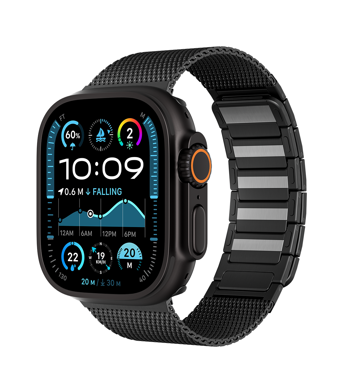 KUXIU Schwarz Edelstahl Magnetisches Apple Watch Armband