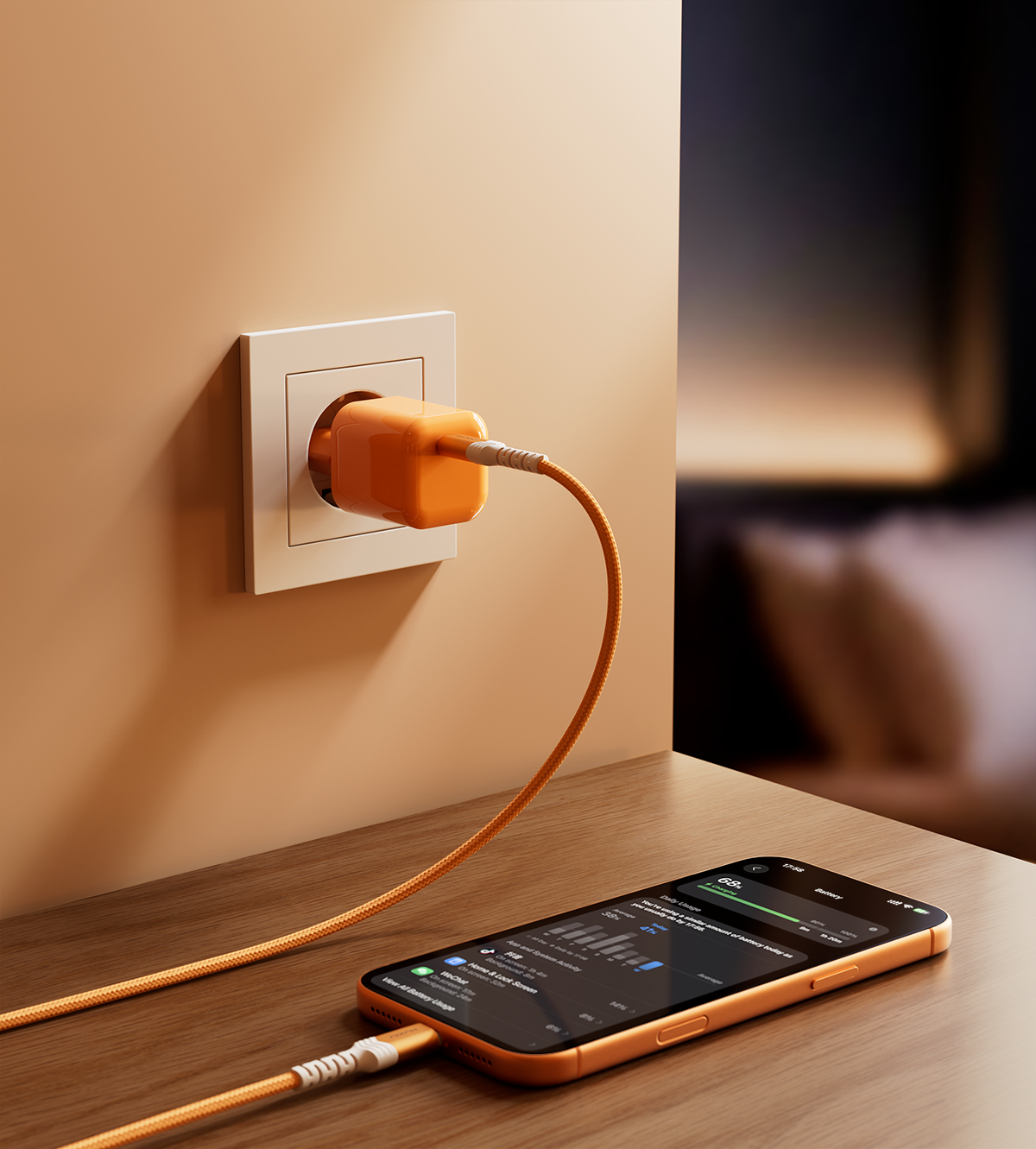 Adaptador de Corriente GaN KUXIU IceMini 45W - Naranja Cósmico