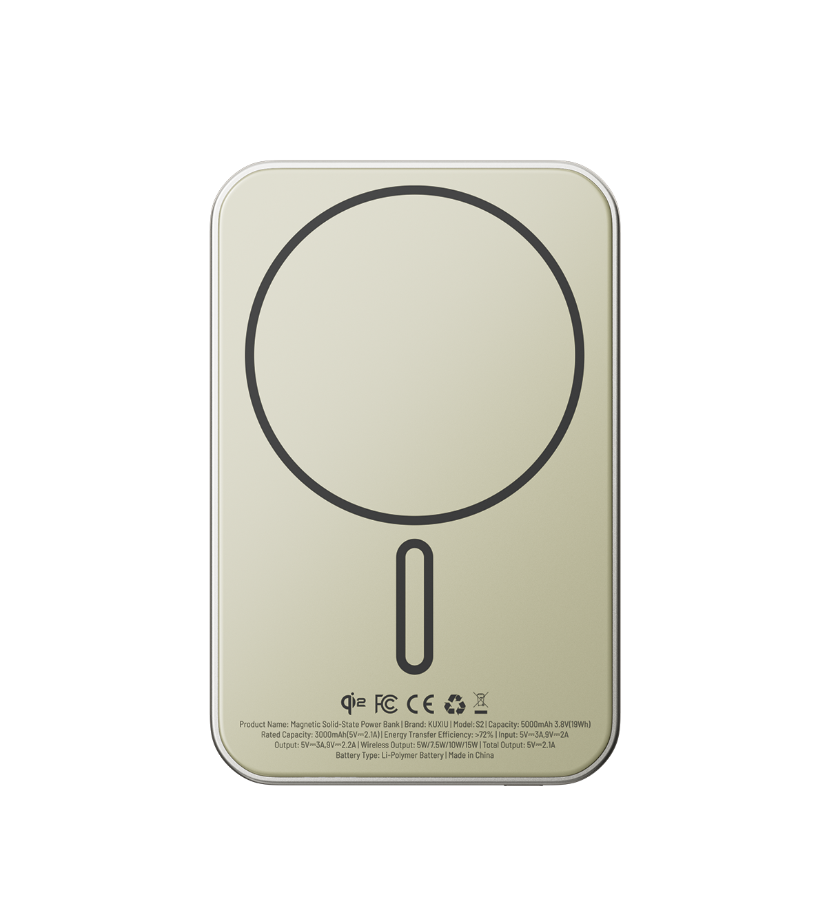 KUXIU S2 Qi2 5000mAh MagSafe 固態行動電源 - 自然鈦