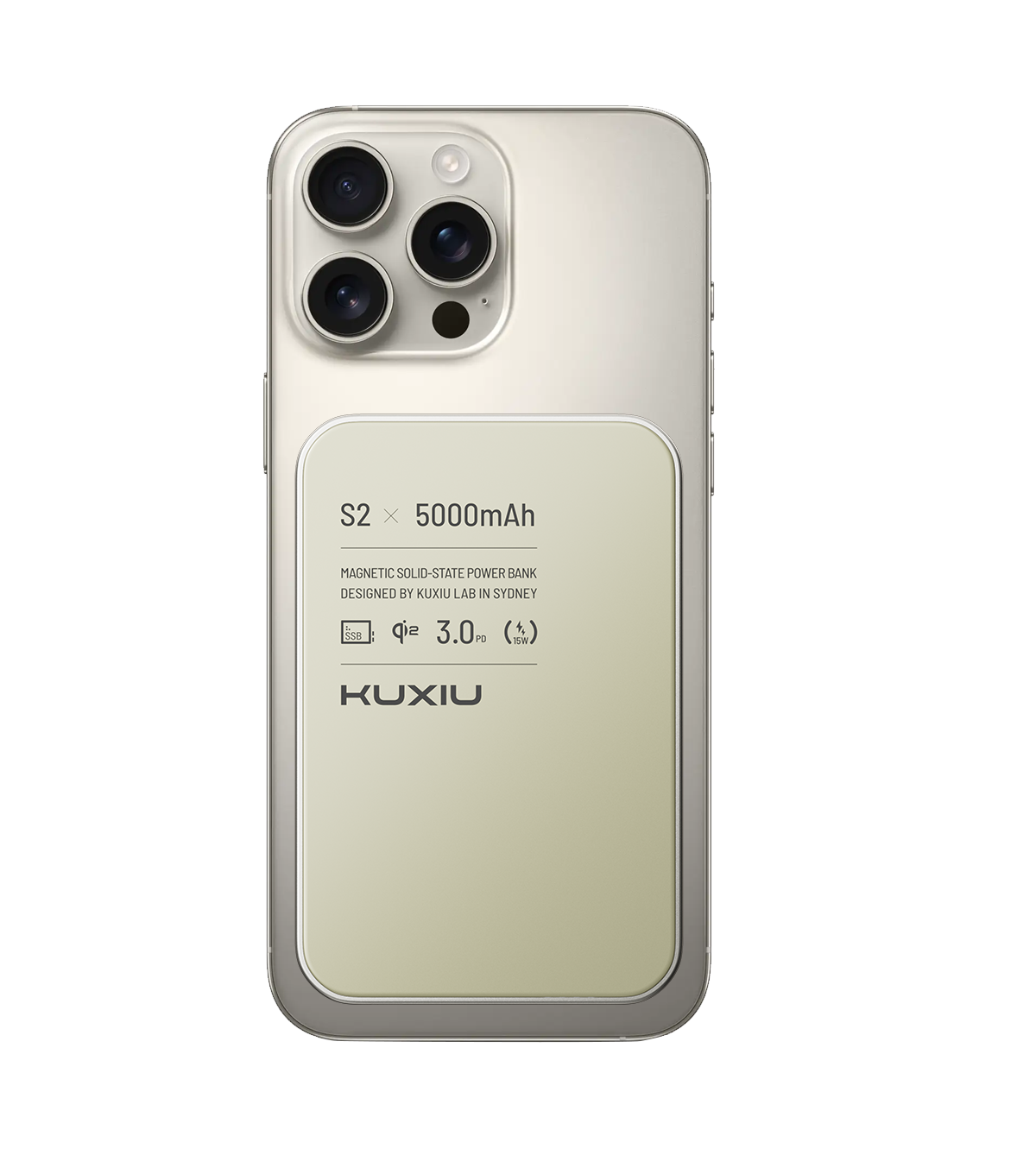KUXIU S2 Qi2 5000mAh MagSafe 固態行動電源 - 自然鈦