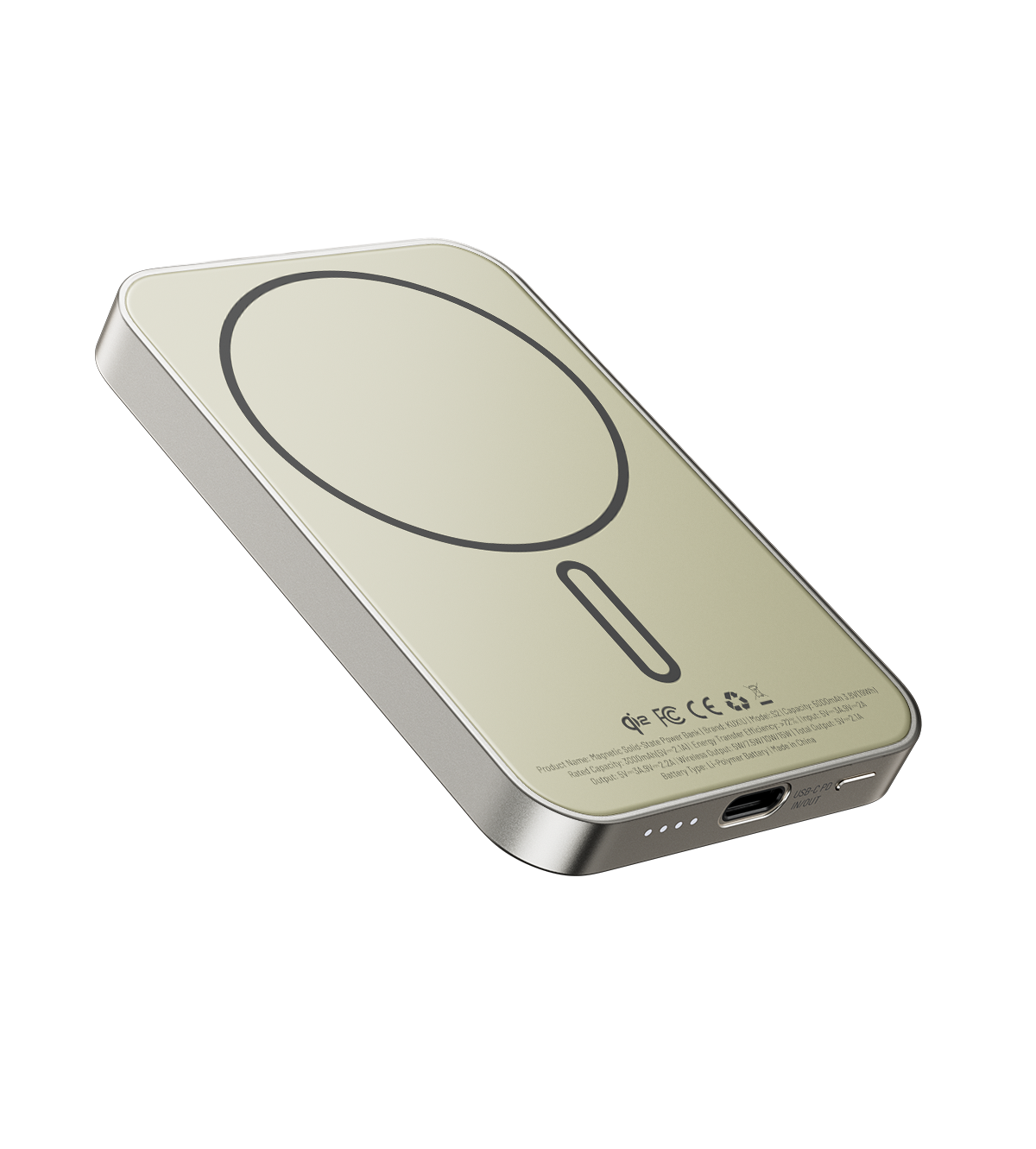 KUXIU S2 Qi2 5000mAh MagSafe 固態行動電源 - 自然鈦