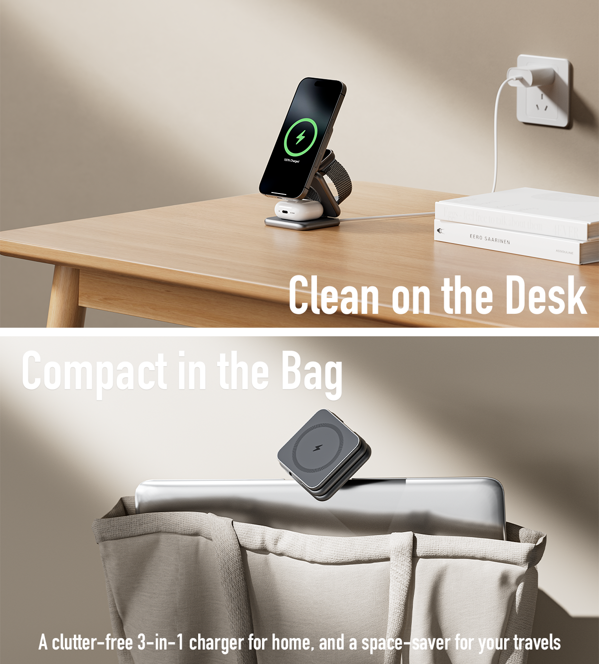 KUXIU X40 3合1 MagSafe 可折疊充電支架 - 灰色