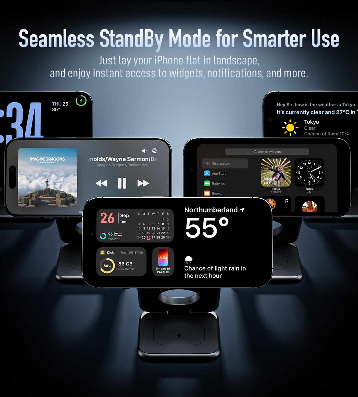 KUXIU X40 3合1 MagSafe 可折疊充電支架 - 灰色