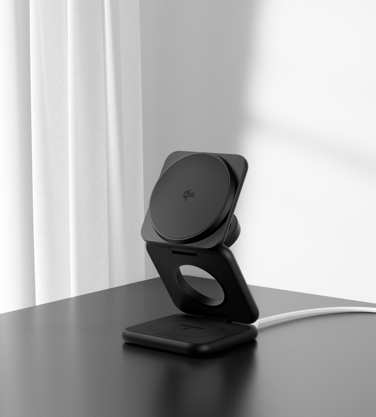 KUXIU X40Q Qi2.2 3-In-1 Foldable Magnetic Wireless Charging Station for Samsung - Black