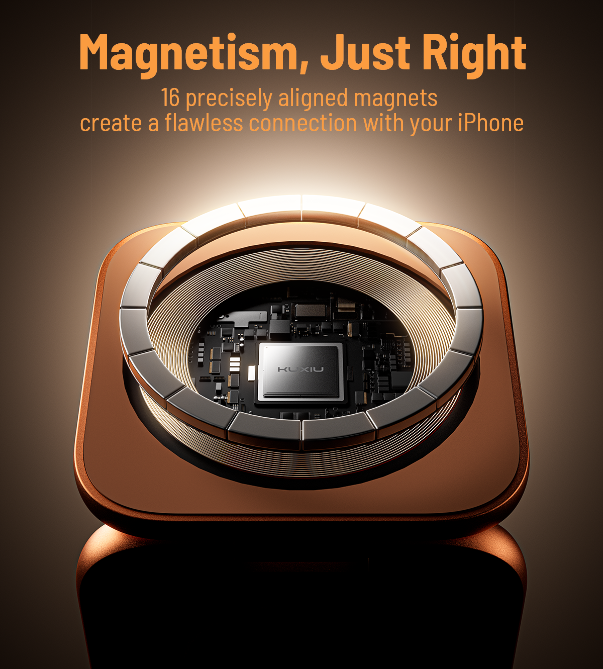 KUXIU X40 Turbo Qi2.2 Certified 25W 3-in-1 MagSafe Foldable Wireless Charging Stand - Cosmic Orange