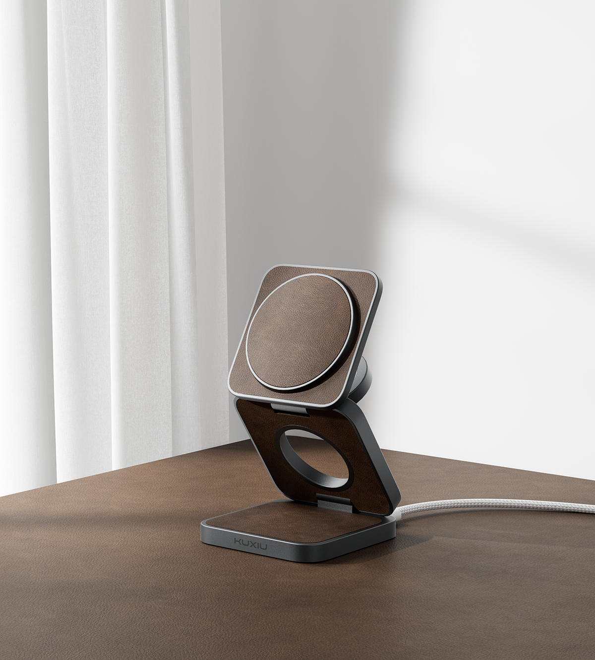 KUXIU X40 Pro 3-in-1 MagSafe Foldable Charging Stand - Leather Edition