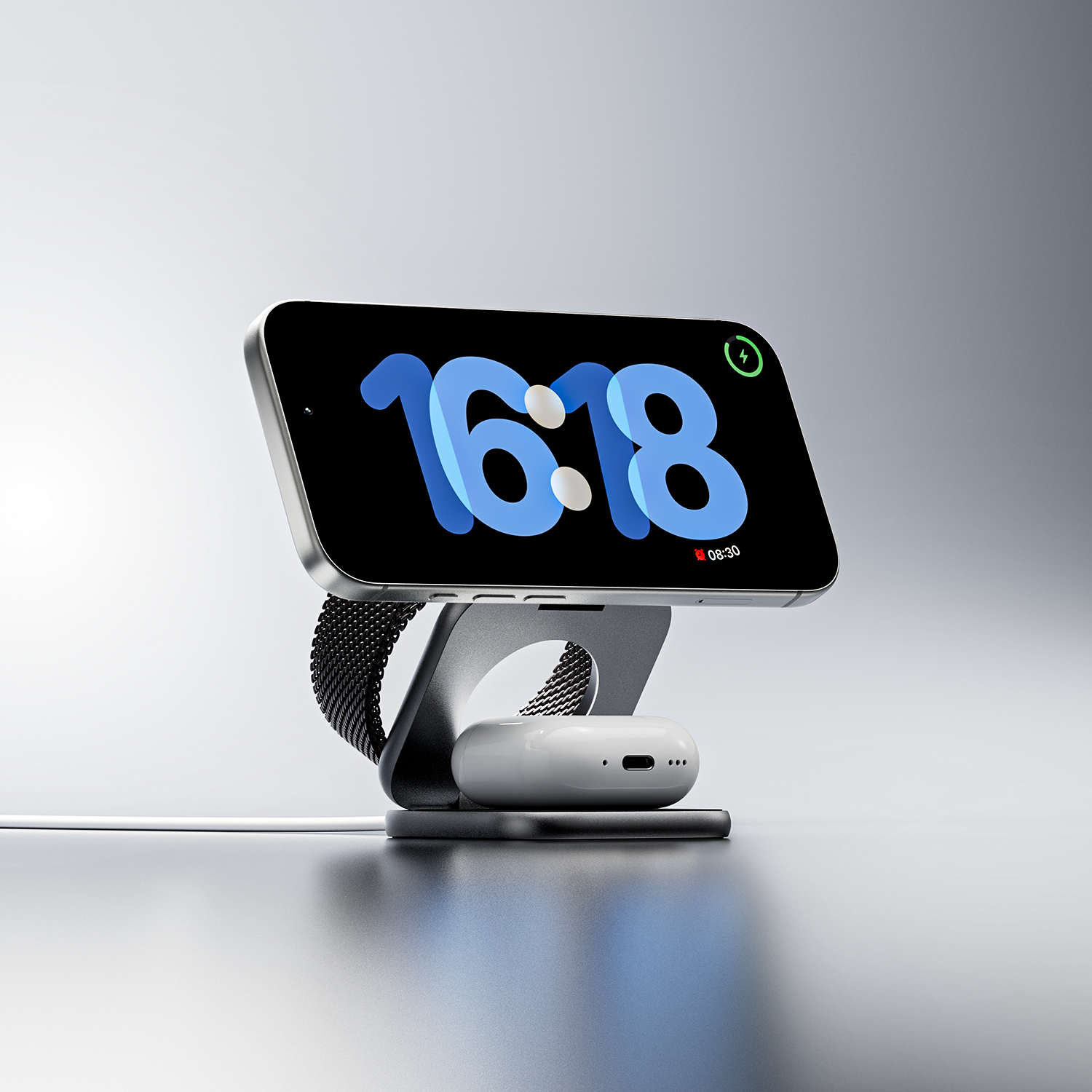 KUXIU X40 Turbo Qi2.2 Certified 25W 3-in-1 MagSafe Foldable Wireless Charging Stand - Gray