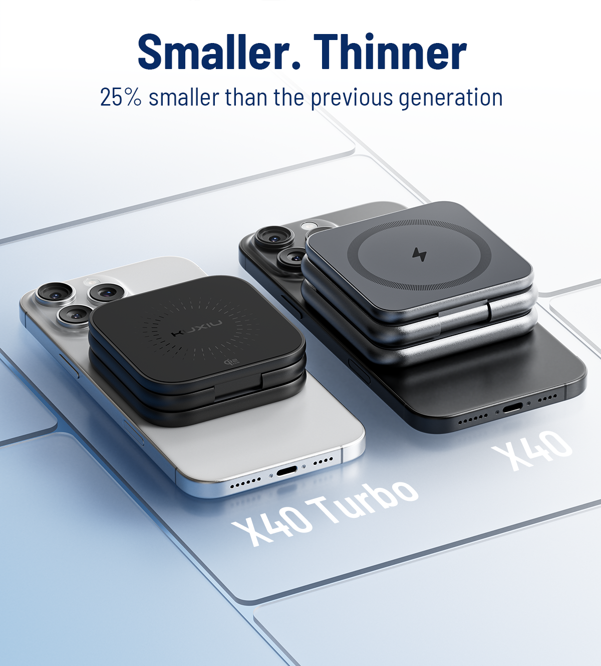 KUXIU X40 Turbo 3-in-1 faltbare MagSafe Wireless-Ladestation mit 25W, Qi2.2-zertifiziert - Schwarz