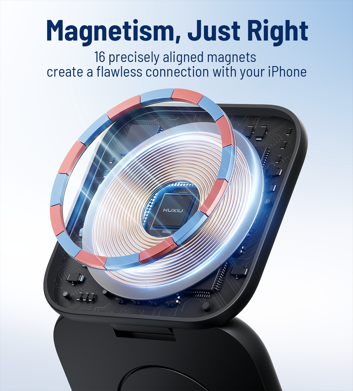 KUXIU X40 Turbo 3-in-1 faltbare MagSafe Wireless-Ladestation mit 25W, Qi2.2-zertifiziert - Schwarz