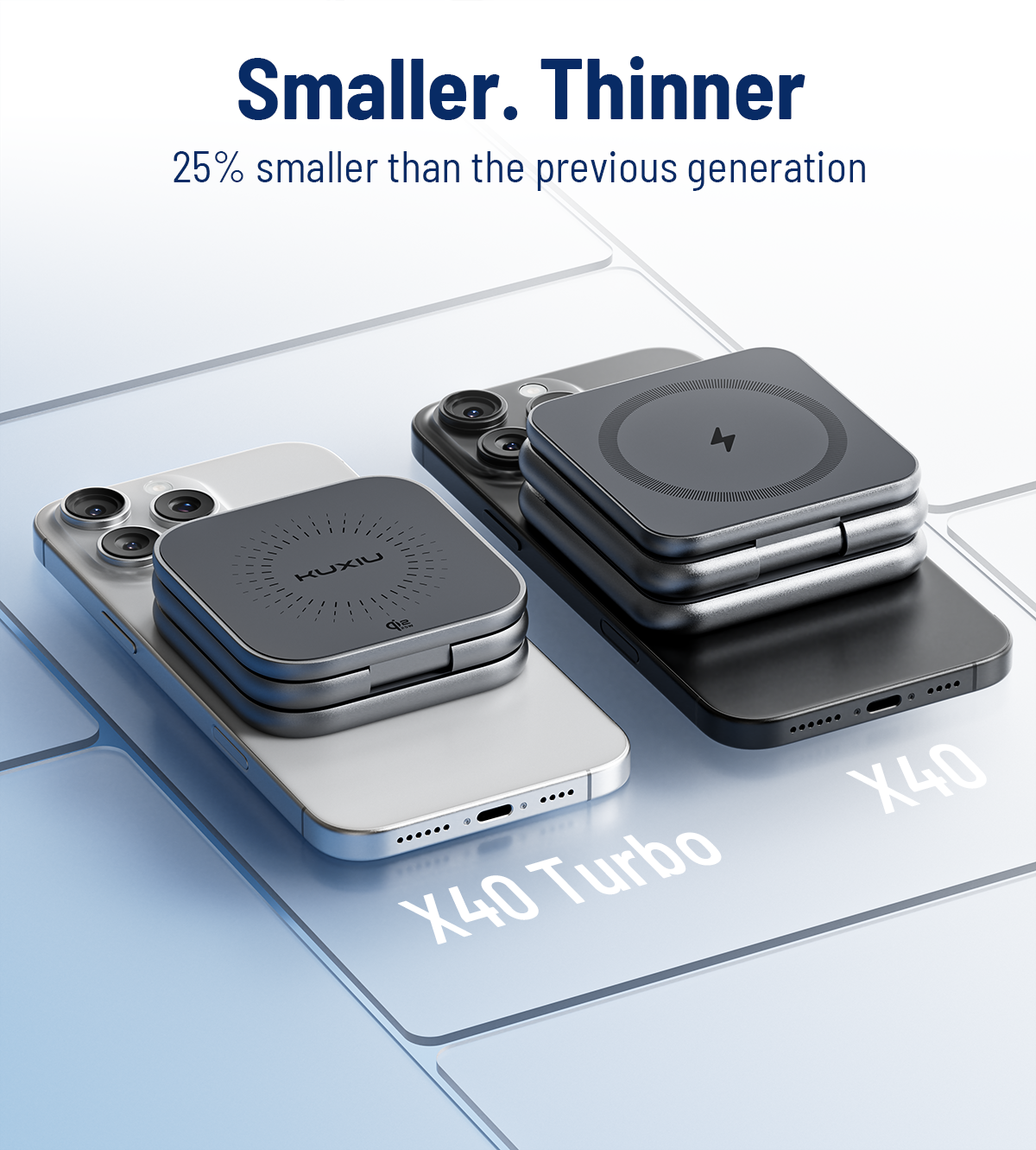 KUXIU X40 Turbo 3-in-1 faltbare MagSafe Wireless-Ladestation mit 25W, Qi2.2-zertifiziert - Grau