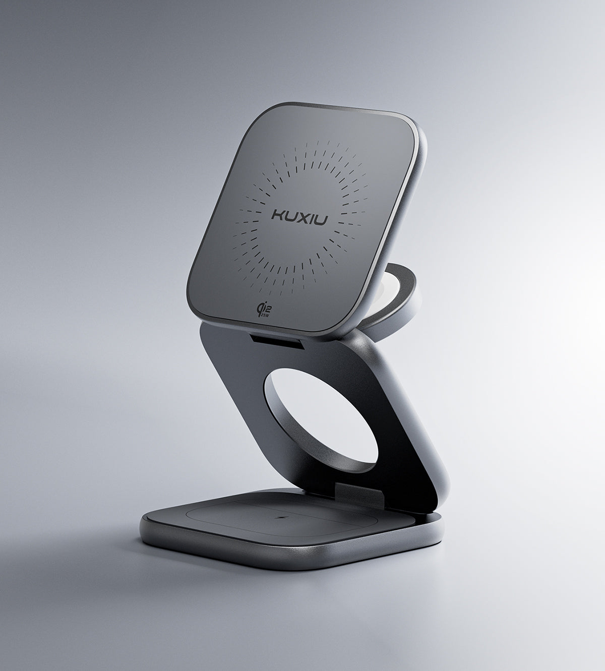 KUXIU X40 Turbo 3-in-1 faltbare MagSafe Wireless-Ladestation mit 25W, Qi2.2-zertifiziert - Grau