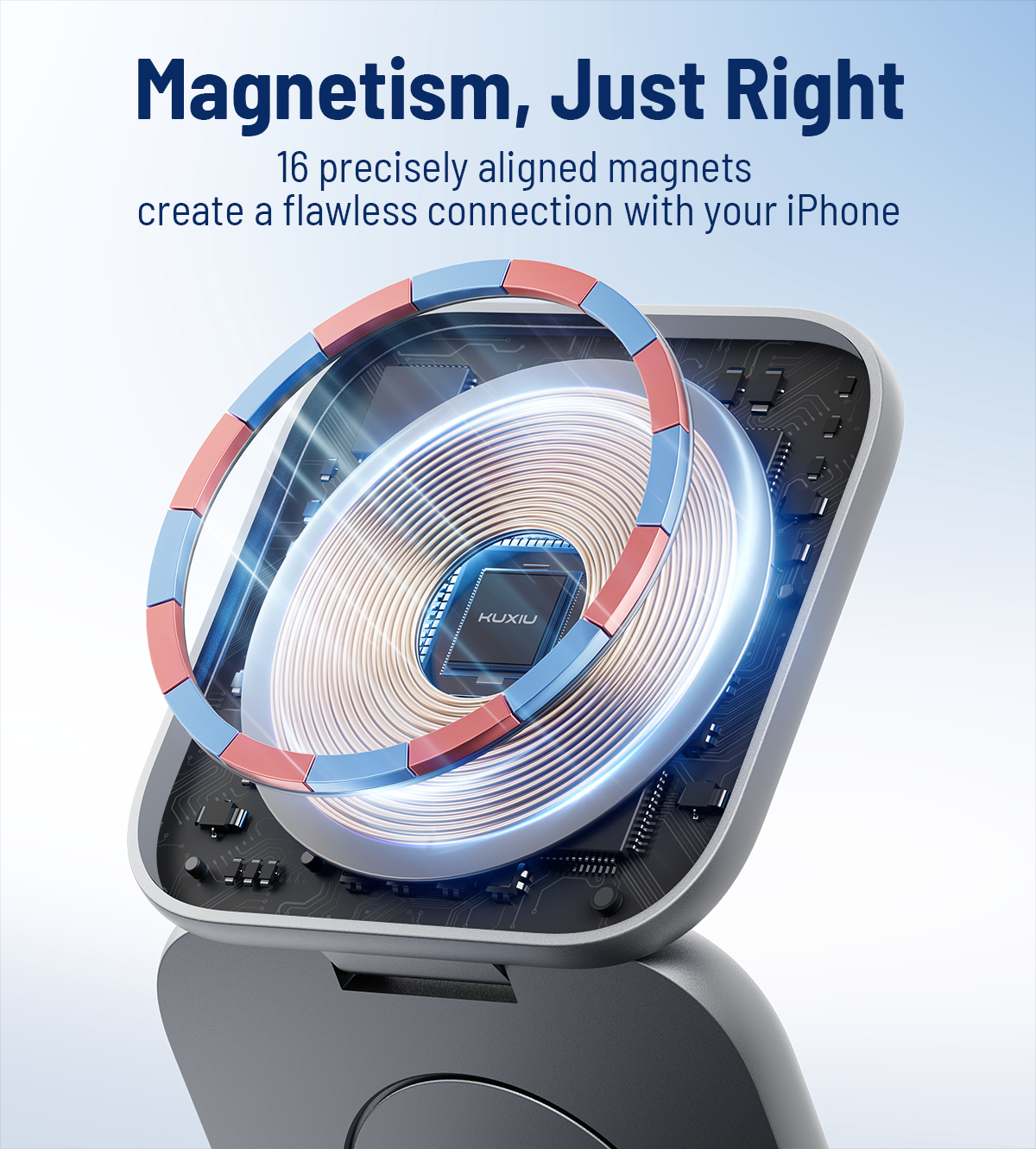 KUXIU X40 Turbo 3-in-1 faltbare MagSafe Wireless-Ladestation mit 25W, Qi2.2-zertifiziert - Grau