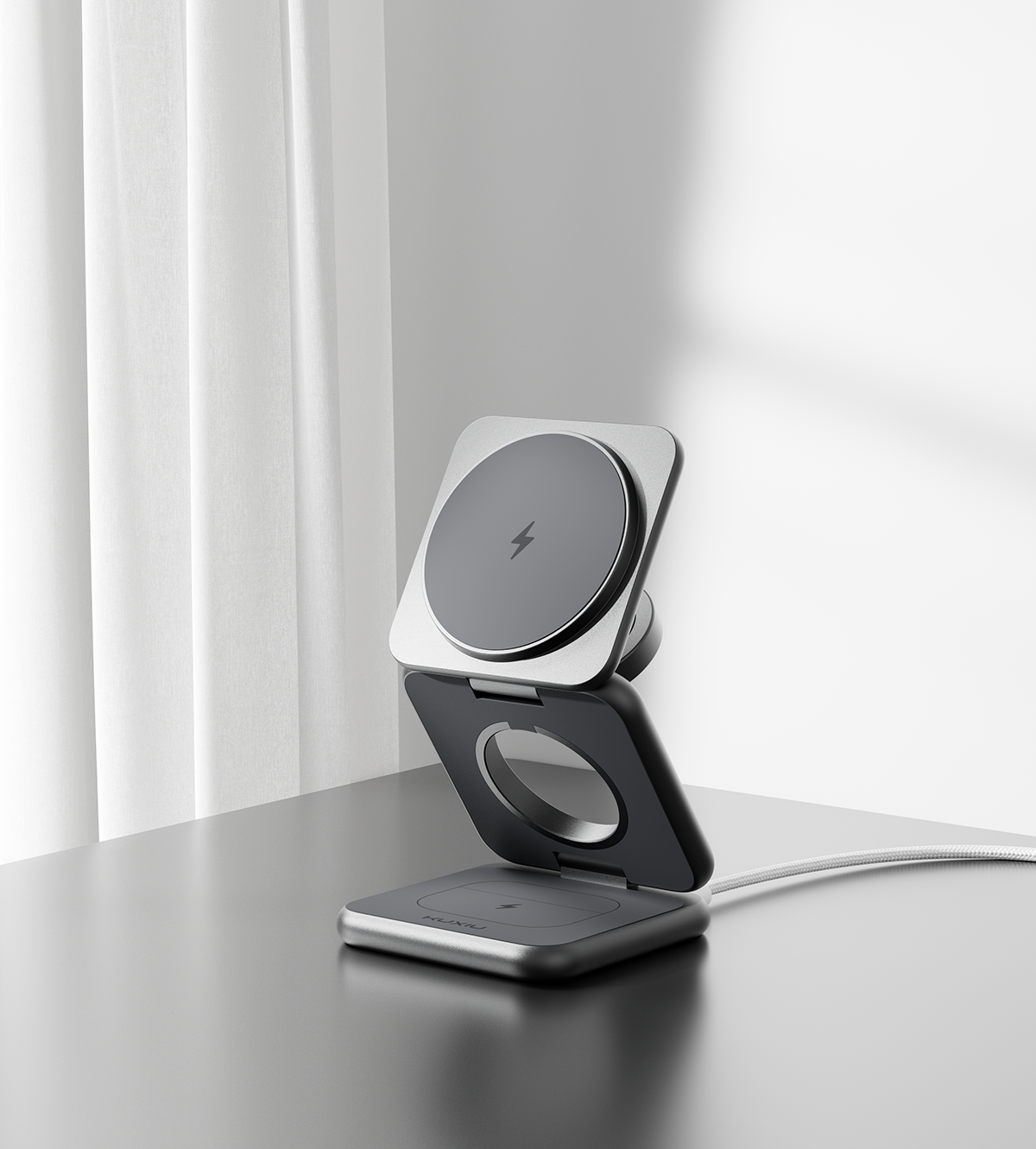 KUXIU X40 3-dalam-1 Stesen Pengecasan Tanpa Wayar Magnetik Boleh Lipat untuk Samsung