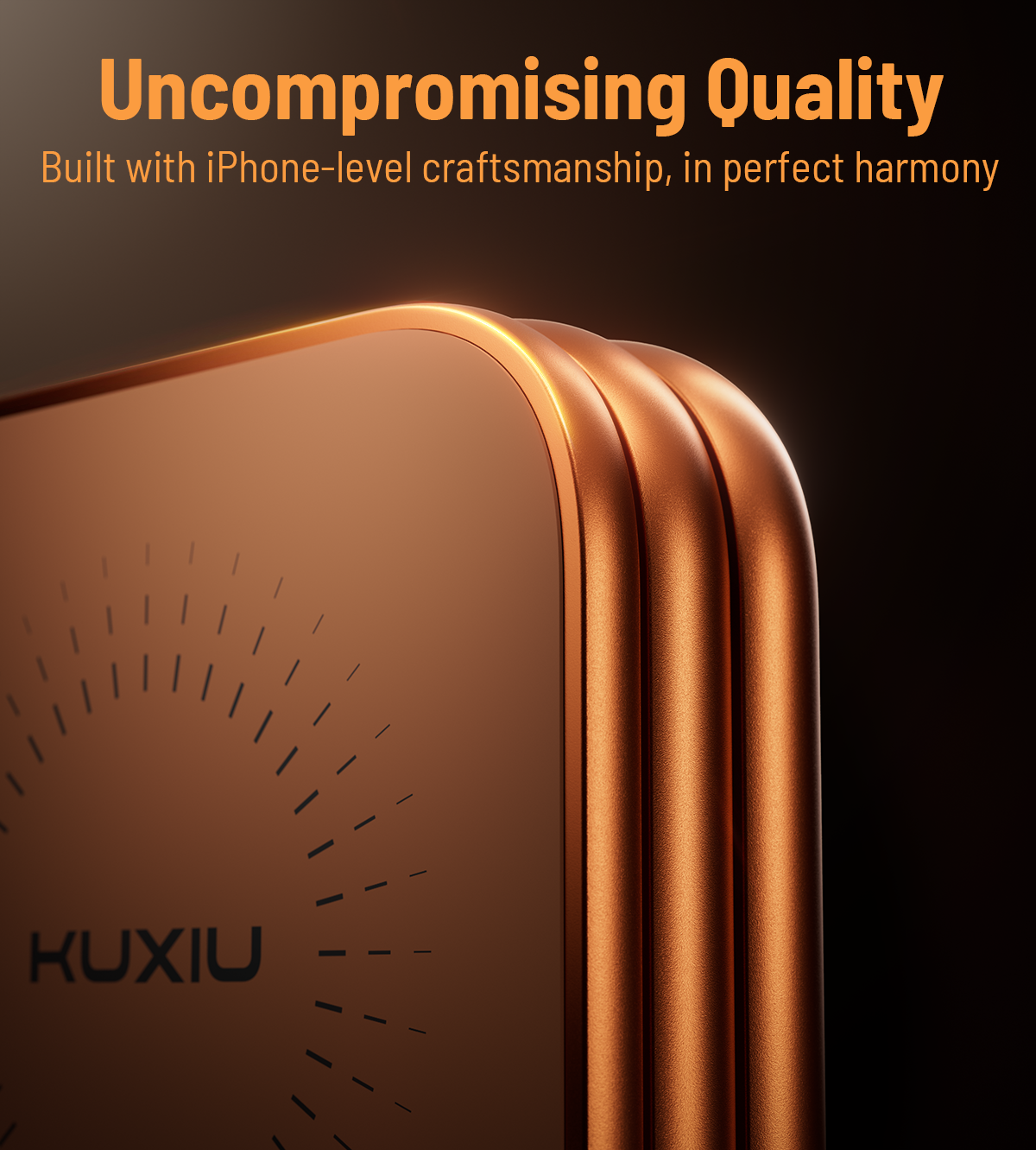 KUXIU X40 Turbo Support de Charge Sans Fil Pliable 3-en-1 MagSafe 25W Certifié Qi2.2 – Orange Cosmique