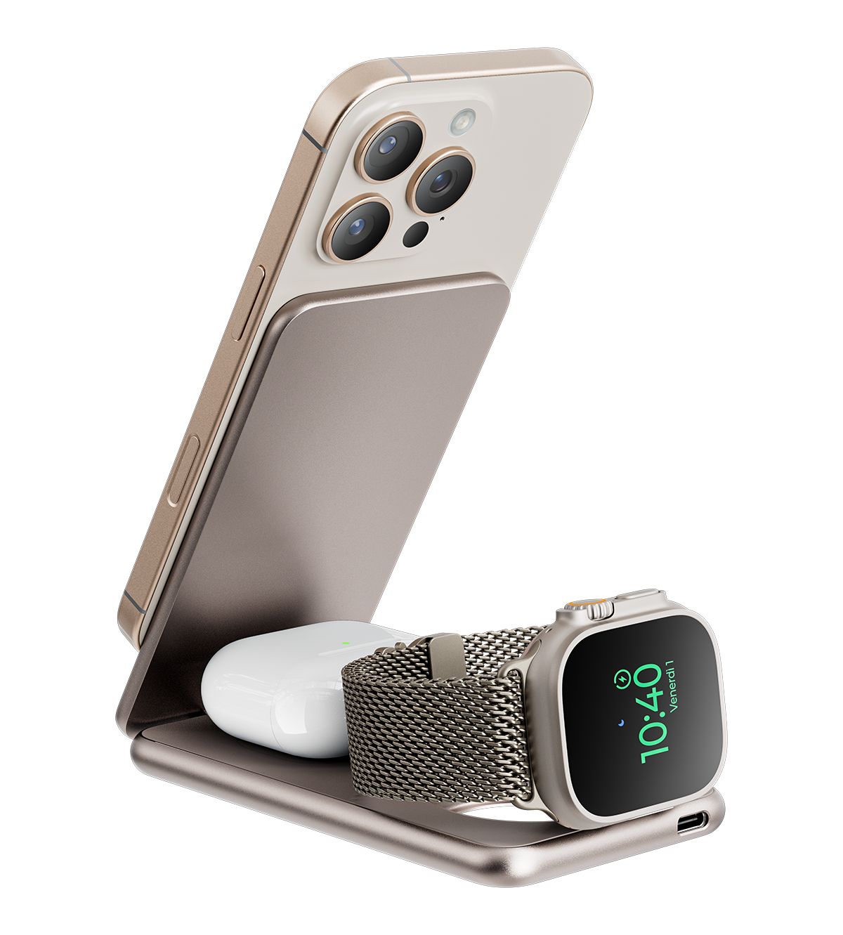 KUXIU X41Q Qi2 Certifikovaný 3-v-1 MagSafe Skládací Nabíjecí Stojan