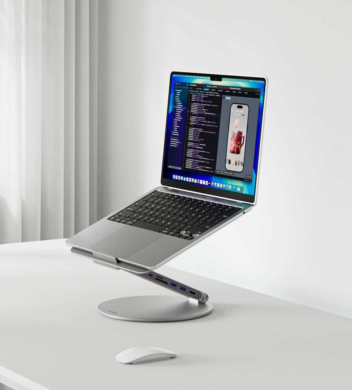 KUXIU X53 人體工學筆電支架,內建8合1擴充埠