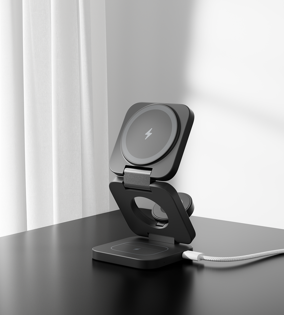 KUXIU X55 Caricabatterie wireless magnetico pieghevole 3 in 1 e supporto