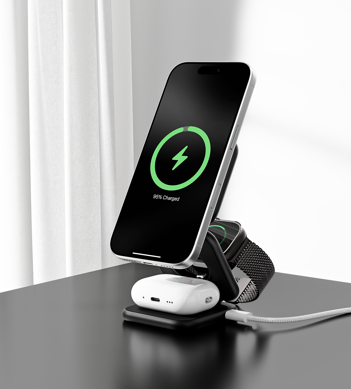 KUXIU X55Plus 3-In-1 Foldable Magnetic Wireless Charger & Stand Kit